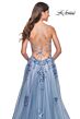 La Femme 32057 Floral Appliques Sheer Corset Lace-Up Dress