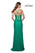 La Femme 32058 High Slit Embellished Lace-Up Dress