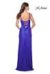 La Femme 32058 High Slit Embellished Lace-Up Dress