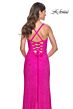 La Femme 32058 High Slit Embellished Lace-Up Dress