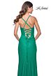 La Femme 32058 High Slit Embellished Lace-Up Dress