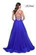 La Femme 32059 Lace Top Plunging Neck High Slit Dress