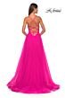 La Femme 32059 Lace Top Plunging Neck High Slit Dress