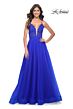 La Femme 32059 Lace Top Plunging Neck High Slit Dress