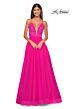 La Femme 32059 Lace Top Plunging Neck High Slit Dress