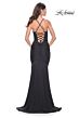 La Femme 32064 Sparkly Corset Ruched Skirt Lace-Up Dress