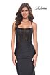 La Femme 32064 Sparkly Corset Ruched Skirt Lace-Up Dress