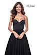 La Femme 32065 Lace-Up Corset High Slit Dress