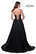 La Femme 32065 Lace-Up Corset High Slit Dress