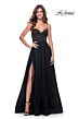 La Femme 32065 Lace-Up Corset High Slit Dress
