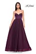 La Femme 32065 Lace-Up Corset High Slit Dress
