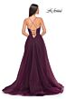 La Femme 32065 Lace-Up Corset High Slit Dress