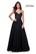 La Femme 32065 Lace-Up Corset High Slit Dress