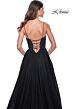 La Femme 32065 Lace-Up Corset High Slit Dress