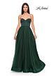 La Femme 32065 Lace-Up Corset High Slit Dress