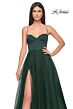 La Femme 32065 Lace-Up Corset High Slit Dress