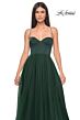 La Femme 32065 Lace-Up Corset High Slit Dress