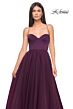 La Femme 32065 Lace-Up Corset High Slit Dress