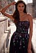 La Femme 32072 Ruched Top High Slit Floral Sequin Dress