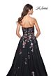 La Femme 32072 Ruched Top High Slit Floral Sequin Dress