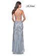 La Femme 32074 Illusion Sides High Slit Tie Back Dress