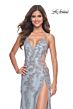 La Femme 32074 Illusion Sides High Slit Tie Back Dress