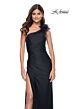 La Femme 32076 High Slit One Shoulder Ruched Dress