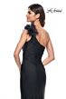 La Femme 32076 High Slit One Shoulder Ruched Dress