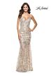 La Femme 32077 Spaghetti Straps V-Neck Embellished Dress