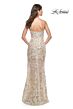 La Femme 32077 Spaghetti Straps V-Neck Embellished Dress