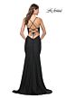 La Femme 32079 Rhinestone Top Lace-Up Back Dress