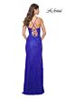 La Femme 32080 Scalloped Slit Beaded Lace Dress