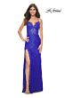 La Femme 32080 Scalloped Slit Beaded Lace Dress