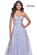 La Femme 32082 Illusion Corset High Slit Embroidered Dress