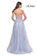 La Femme 32084 Lace Appliques Ruched Corset Dress