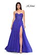 La Femme 32084 Lace Appliques Ruched Corset Dress
