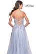 La Femme 32084 Lace Appliques Ruched Corset Dress