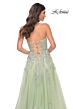 La Femme 32084 Lace Appliques Ruched Corset Dress