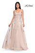 La Femme 32084 Lace Appliques Ruched Corset Dress