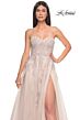 La Femme 32084 Lace Appliques Ruched Corset Dress