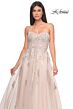 La Femme 32084 Lace Appliques Ruched Corset Dress