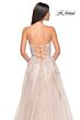 La Femme 32084 Lace Appliques Ruched Corset Dress