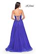 La Femme 32084 Lace Appliques Ruched Corset Dress