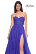 La Femme 32084 Lace Appliques Ruched Corset Dress