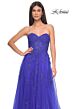 La Femme 32084 Lace Appliques Ruched Corset Dress
