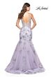 La Femme 32091 Sheer Sides Floral Embroidery Dress
