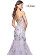 La Femme 32091 Sheer Sides Floral Embroidery Dress
