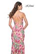 La Femme 32095 Floral Print Lace-Up Back Multicolor Dress