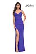 La Femme 32097 High Slit Embellished Ruched Dress