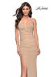 La Femme 32097 High Slit Embellished Ruched Dress
